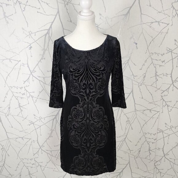 Ivanka Trump Dresses & Skirts - Ivanka Trump Paisley Velvet Burnout Round Neck Sheath Dress
